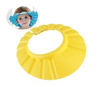DECORNIJIA Baby Shower Hat with Plastic Snap Buttons Adjustable Ultra-Light in Yellow, Eva Waterproof Bath Cap Prevents Water and Shampoo from Entering Eyes, for Baby Bath Time