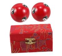 DECORNIJIA Baoding Balls Hand Strengthening Exercise Balls Red Tai Chi Design Low Temperature Enamel Massage Handballs for Stress Relief and Hand Therapy Fitness Training for Adults