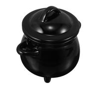 DECORNIJIA Black Witch Cauldron Ceramic Candy Bucket with Lid Halloween Coffee Mug Spooky Party Pot Holder Fantasy Themed Table Decor for Lovers