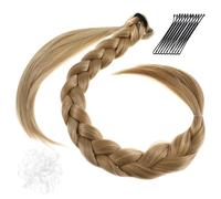 DECORNIJIA Braided Hair Extension Wig Set with 100pcs White Synthetic Hair Ties and 10pcs Black Clip Ponytail Extensions for Women Diy Hairstyles and Ponytail Styling