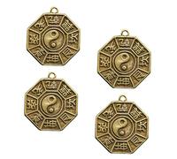 DECORNIJIA Brass Eight-Diagram Keychain Pendant for Men Vintage Taoist Amulet Decorative Key Holder Feng Shui Car Charm Stylish Keyring Accessory