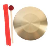 DECORNIJIA Brass Percussion Instrument Music Instrument Chinese Gong with Hammer Hand-made Creative Toy for Children Golden Brass and Wood Design