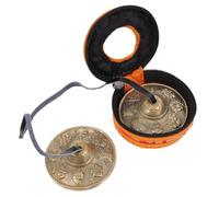 DECORNIJIA Brass Yoga Cymbal Bell Meditation Chime Eight Treasures Pattern and Storage Bag for Mindfulness, Religious Ceremony, and Sound Healing