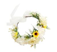 DECORNIJIA Bridal Floral Hairband with Ribbon Elegant Rose Crown Headpiece for Women Comfortable Floral Wreath for Weddings Festivals and Daily Wear
