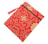 DECORNIJIA Buddhist Scriptures Bag Brocade Pouch with Handle for Books and Documents Spacious Red Storage Case for Quran Bible and Office Use Portable and Coin Wallet Organizer