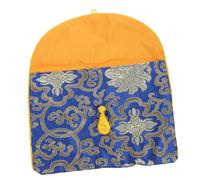 DECORNIJIA Buddhist Scriptures Storage Bag Small Embroidery Music Books Pouch 23x17cm Blue Vintage Ethnic Style Organizer for Religious Texts and Travel