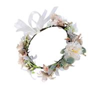 DECORNIJIA Camellia Wreath Headpiece Floral Garland Headband for Women and Sweet Fresh Simulated Camellia Hair Ornament for Christmas Party Wedding Cosplay and Easy to Match