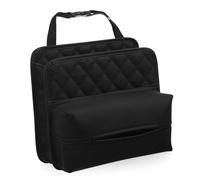 DECORNIJIA Car Seat Organizer with Tissue Dispenser and Trash Bin Multipurpose Backseat Storage Bag with Quick Release Buckle for Easy Installation Wipe Clean Surface Black Car Interior