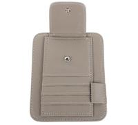 DECORNIJIA Car Sun Visor Organizer with Multiple Pockets, Grey PU Leather Windshield Card Holder, Sunglasses and Pen Holder Clip for Universal Car Interior Storage