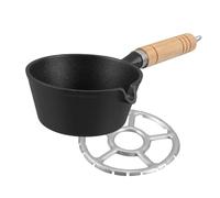 DECORNIJIA Cast Iron Melting Pot Small Egg Frying Pan with Wooden Handle for Stove Top Cooking Versatile Saucepan for Frying Eggs Warming Butter and Sauces Compact Kitchen Skillet with Even
