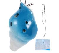 DECORNIJIA Ceramic 6-Hole Conch Shape Ocarina Wind Instrument for Beginners Practice Blue Musical Instrument Random Accessories
