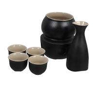 DECORNIJIA Ceramic Sake Kettle with Heating Base and Cups Traditional Porcelain Warmers for Hot Sake Vintage Japanese Liquor Pot for Restaurant and Home Use Elegant Heat Retention and Design