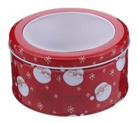 DECORNIJIA Chic Christmas Cookie Tin with Clear Window Lid Festive Santa Claus Round Candy Box for Xmas Party Favors and Holiday Treat Storage