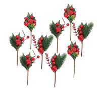 DECORNIJIA Christmas Simulated Berry Bouquets with Leaves Realistic Red Berry DIY Photo Props for Holiday Wedding Party Decorations and Crafts