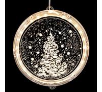 DECORNIJIA Christmas Window Lights LED 3D Acrylic Decorative Sucker Warm White 16cm Disc Battery Operated Xmas Indoor Window and Door Decorations