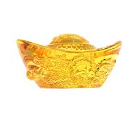 DECORNIJIA Citrine Glazed Feng Shui Ingot Ornament Home Decor for Wealth Lucky Golden Crystal Yuan Bao Adornment Gift for Family and Office