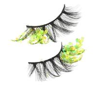 DECORNIJIA Colored Luminous False Eyelashes 2pcs Natural Strip Lashes Glitter Sequins Makeup for Women Night Glow Cosplay Eyelash Extensions