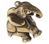 DECORNIJIA Compact Solid Brass Elephant Sculpture Handcrafted Animal Figurine Smooth Surface Lucky Elephant Statue for Desk Living Decor