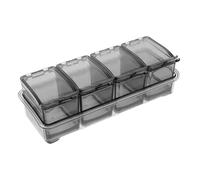 DECORNIJIA Compartment Kitchen Seasoning Box with Transparent Lids and Non-slip Rubber Base Plastic Salt Sugar Pepper Container Set with Anti-spill Tray for Efficient Spice Storage and Easy