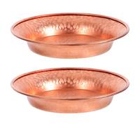 DECORNIJIA Copper Serving Bowls Set 2Pcs 10.9Cm Hand-Hammered Copper Snack Plates for Dining Table and Ritual Offering