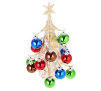 DECORNIJIA Creative Glass Tabletop Christmas Tree Ornament with Gold Trunk Holiday Festival Decor for Home Craft Displays and Miniature Gardens Safe Non Toxic Festive Figurine for Christmas