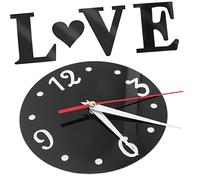 DECORNIJIA Creative Mirror Wall Clock Sticker with Love Heart Design DIY Acrylic Digital Clock for Living Bedroom Office Modern Frameless Battery Powered Home Decoration