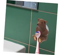 DECORNIJIA Cute Bear Cartoon Suction Cup Toothbrush Holder Wall Mounted Organizer for Bathroom Kitchen Washroom Stable No Drilling Installation Compatible with Toothbrushes Dry Head Rack