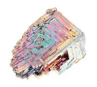 DECORNIJIA Delicate Bismuth Crystal Stone Specimen Unique Handmade Mineral Artwork for Home Office Decor Eye Catching Bismuth Decor Elegant Crystal Crafts for Wedding Display
