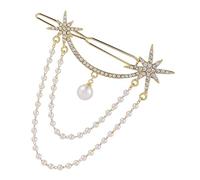 DECORNIJIA Delicate Womens Hair Clip with Pearl and Rhinestone Chain Tassel Alloy Side Hairpin Barrette for Elegant Style Lightweight and Durable Hair Accessory for Weddings and Parties