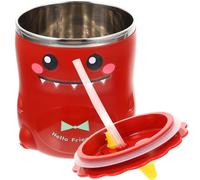 DECORNIJIA Dinosaur Cartoon Stainless Steel Tea Mug with Handle and Lid, Double-Layer Insulated 320ml Coffee Cup, Red Anti-Scald Travel Mug