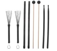 DECORNIJIA Drum Stick Brush with Wood Mallets and Nylon Drumsticks Portable Storage Bag Anti-slip Handles for Jazz Rock and Pop Percussion Performance