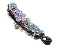 DECORNIJIA Elegant Blue Floral Rhinestone Banana Hair Clip for Women Decorative Flower Hairpin for Weddings Parties Birthdays Prom and Daily Use Unique