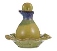 DECORNIJIA Elegant Ceramic Essential Oil Bottle and Tray Set for Salon Perfume Chic with Empty Jar for Bathroom and Dressing Table Decoration
