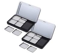 DECORNIJIA Empty Eyeshadow Pallet and Blusher Storage Box 2 Sets Magnetic Matte Black 6-compartment Diy Makeup Palette Organizer for Travel and Professional Use
