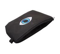 DECORNIJIA Evil Eye Cosmetic Bag Travel Makeup Organizer Large Toiletry Pouch for Women Portable Skincare Storage Black Blue Eye Print
