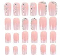 DECORNIJIA French False Nails Short Tips Wearable Nail Extensions French Manicure Style for Women Events Daily Wear Full Cover
