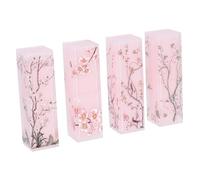 DECORNIJIA Frosted Lip Balm Container Tube and Refillable Lipstick Tubes 4Pcs Elegant Frosted Square Shape Chinese Style DIY Makeup Storage for Home Use