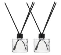 DECORNIJIA Glass Aromatherapy Bottles Black Reed Diffuser Sticks Transparent Square Perfume Diffuser Containers for Essential Oil Fragrance for Home Office Spa Use