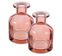 DECORNIJIA Glass Reed Diffuser Bottles 150ml Deep Pink Cylinder Aromatherapy Essential Oil Diffuser Jars Refillable Containers for Home Décor 2pcs