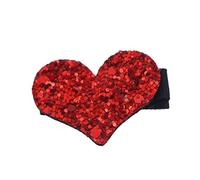 DECORNIJIA Glitter Heart Hair Clip for Women Shaped Sequin Duckbill Alligator Clip Full Covered Sparkling Accessory for Weddings Parties Daily Use Red