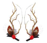 DECORNIJIA Glowing Antler Hair Clip Reindeer Horns Glowing Hairpin Christmas Cosplay Costume Party Wear