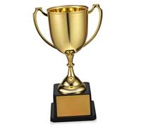 DECORNIJIA Gold Trophy Cup for Personal Achievements with Square Base Lightweight Award Prize for Sports Competitions Team Events and Parties Compact Design for Easy Display and Carrying