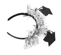 DECORNIJIA Graduation Cap Headband Mini Hat with Silver Letters Lightweight Comfortable Hair Accessory for Graduation Parties Holiday Celebrations and Themed Events