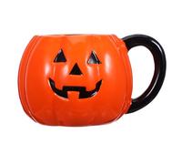 DECORNIJIA Halloween Pumpkin Mug Ceramic Coffee Cup with Ergonomic Handle Microwave Safe Halloween Tea Mug for Hot Beverages Fun Seasonal Decor for Kitchen and Office
