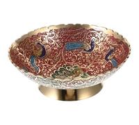 DECORNIJIA Handcrafted Nepalese Red Brass Decorative Fruit Tray Buddha Offering Plate Temple Tribute Snack Serving Platter for Home Décor