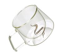 DECORNIJIA Heat Resistant Double Glass Coffee Cup Elegant Multi Use Water and Milk Mug with Large Opening Fine Craftsmanship Suitable for Daily Use and Gift Giving