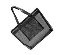 DECORNIJIA High Capacity Nylon Mesh Net Beach Tote Bag with Foldable Pouch, Convenient Storage Travel Bag for Shopping and Beach Use, Black Stylish Design