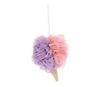 DECORNIJIA Ice Cream Shower Ball Bath Scrubber for Adults Deep Exfoliating Body Loofah with Fluffy Convenient Quick-Dry Bathing Tool for Skin Cleaning and Back Care Red Purple