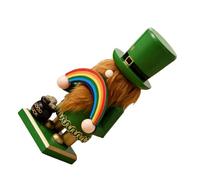 DECORNIJIA Irish St Patrick’s Day Wooden Nutcracker Soldier Figurine with Shamrock Decor, 23cm Table Ornament for Holiday Tiered Tray and Fireplace Centerpiece