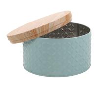 DECORNIJIA Iron Cookie Box Lid, Round Blue Candy and Dessert Canister, Small Baking Treat Storage Case for ’s and Party Sweets Packaging